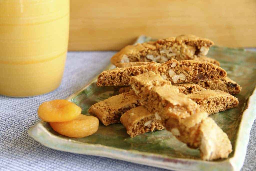 Apricot Ginger Biscotti on a tray