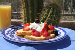 yogurt and berries on french toast