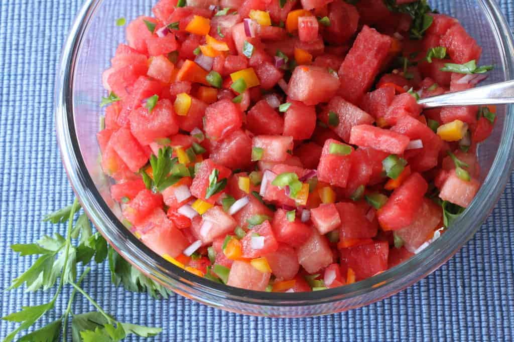Watermelon salsa in a bowl