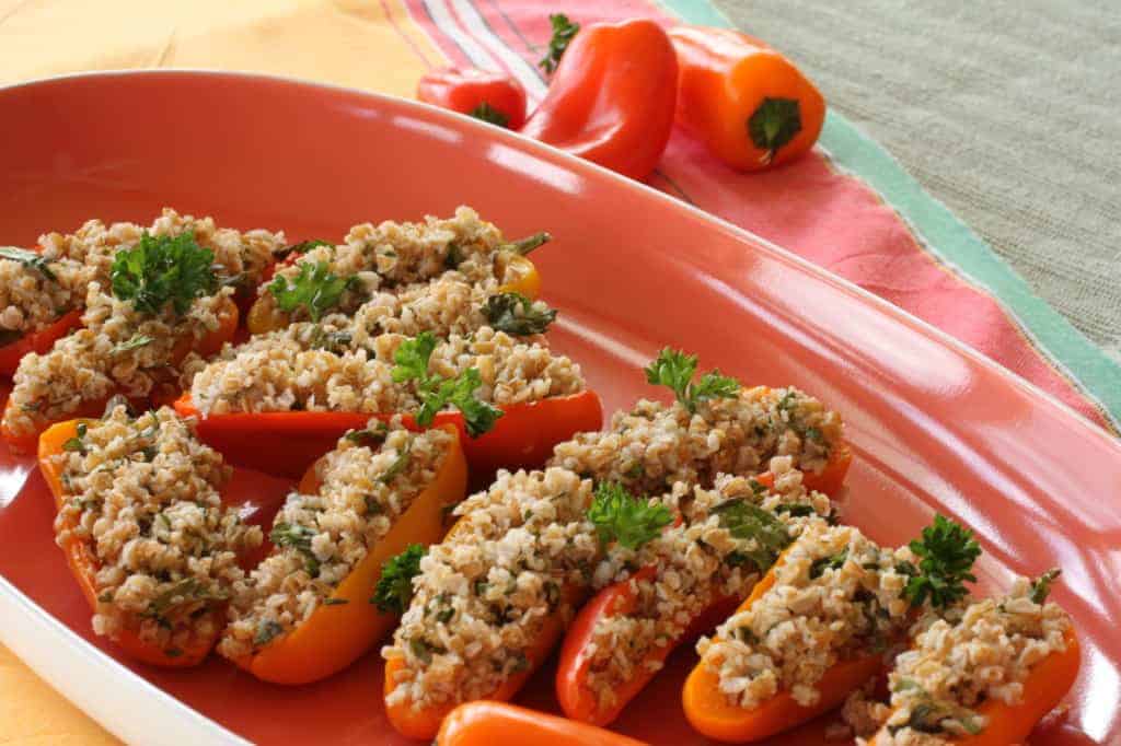 Tabouleh Stuffed Peppers on a platter