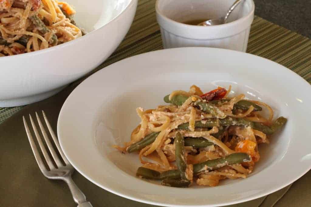 spicy vegetable pasta bowl