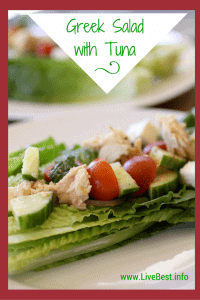 Greek Salad with Beans and Tuna recipe | Marinate beans and tuna in the dressing for 15 minutes or overnight. Pour on healthy, delicious, every-bite-has-flavor ingredients. www.LiveBest.info