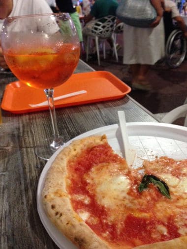 Aperol Spritz and pizza