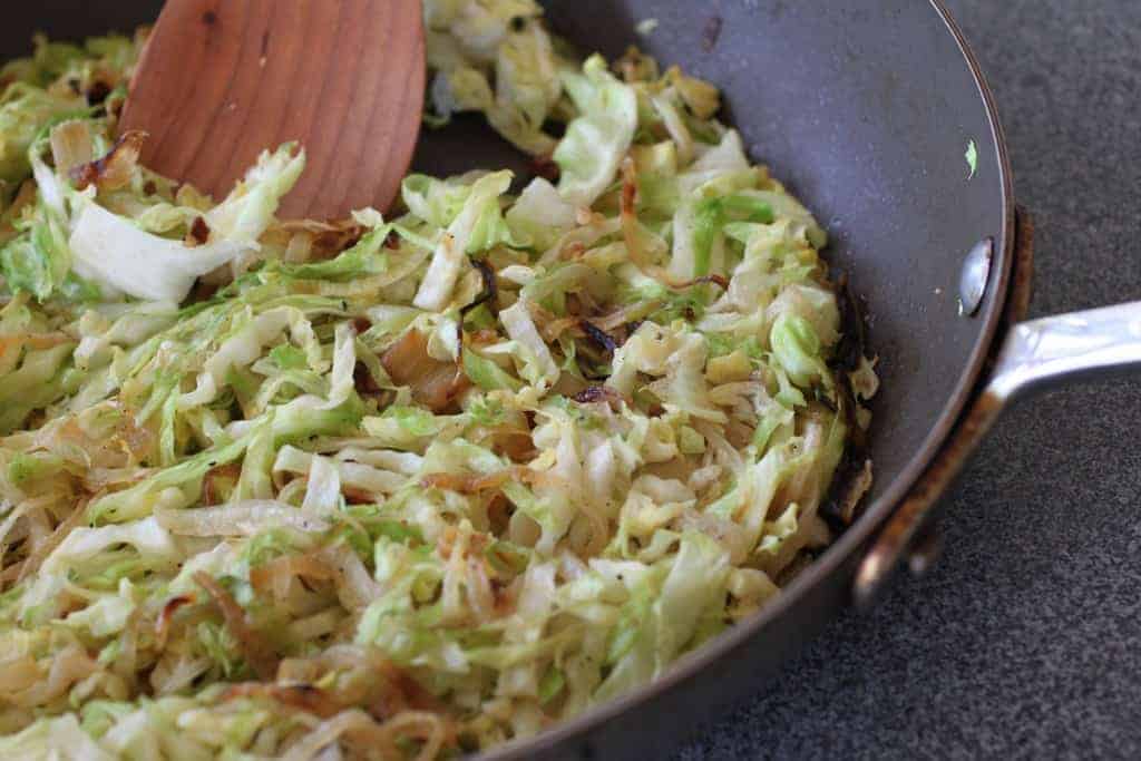 Shredded cabbage and onions
