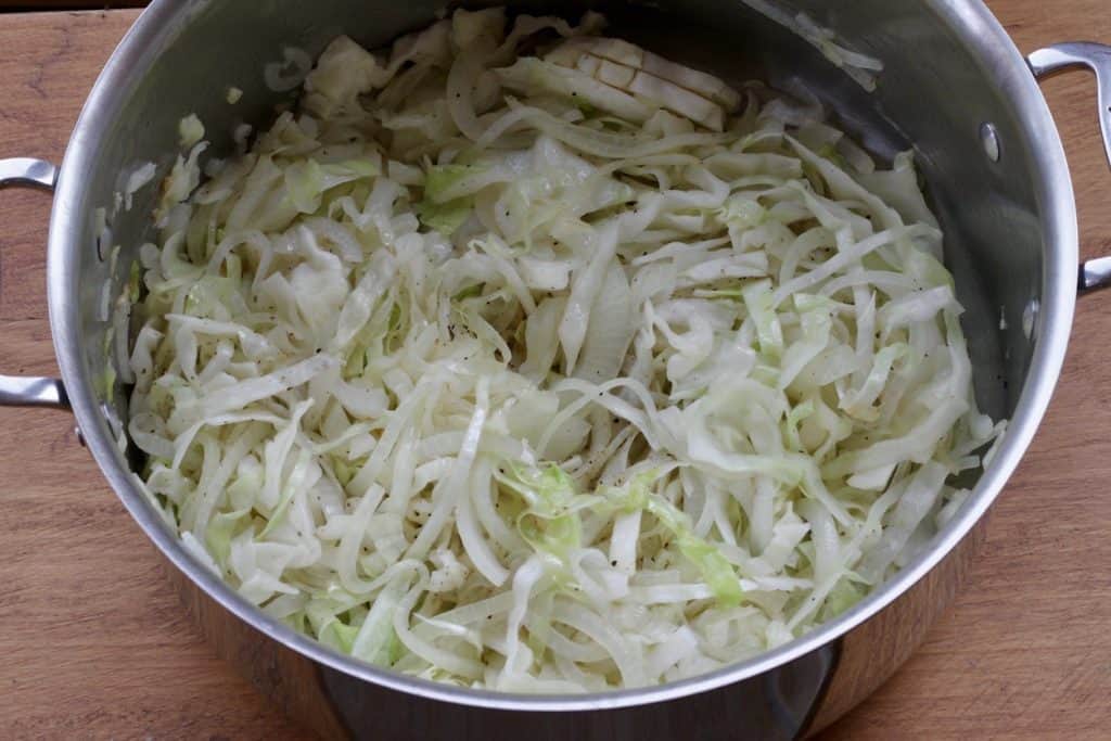 pan with shredded cabbage