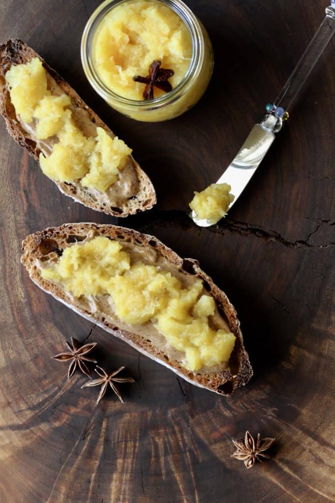 pineapple jam on toast with star anise