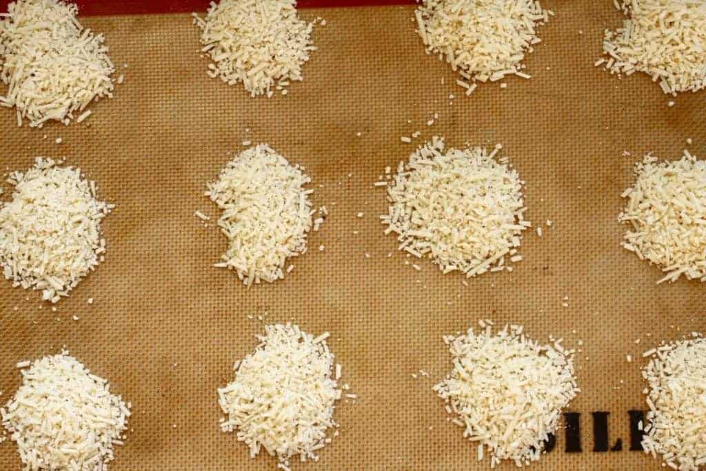 Parmesan Pepper Crisps on a baking mat