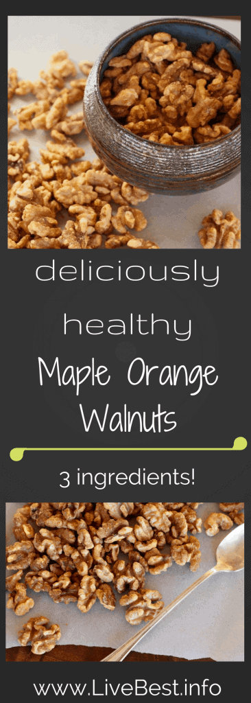 Maple Glazed Walnuts Recipe | Real food and just 3 ingredients. Good as a nibble with cocktails, an afternoon bite with tea, sprinkled on salad or over yogurt. www.LiveBest.info