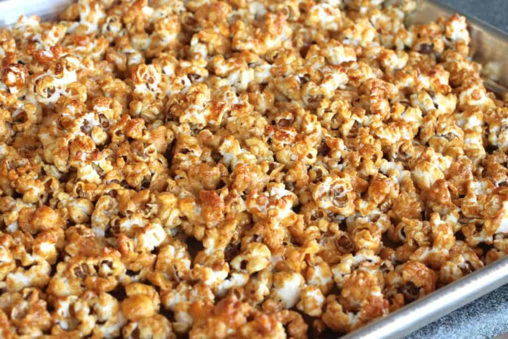 Honey Spiced Popcorn on a tray