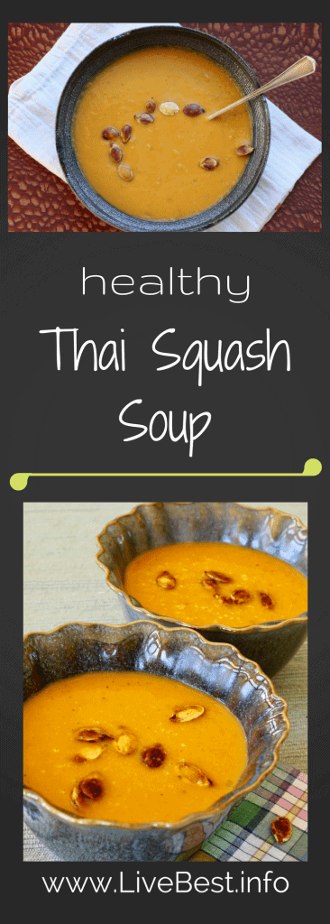 Thai Squash Soup | Healthy, hearty homemade soup recipe from www.LiveBest.info. Coconut milk, butternut squash, curry and more!