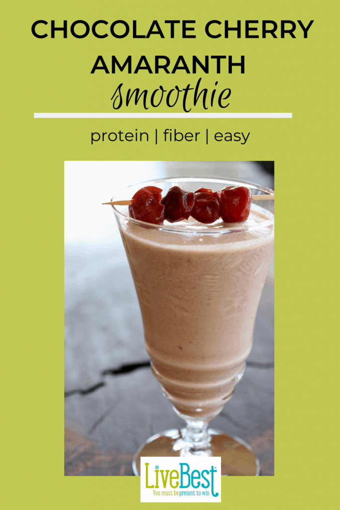 Chocolate Cherry Amaranth smoothie in a glass