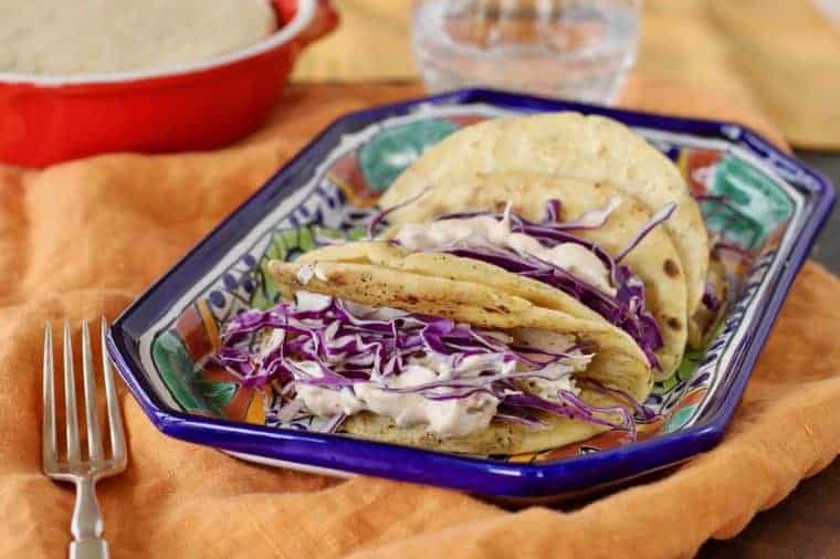 Fish Tacos, yogurt chipotle crema, pickled onion = Yum! www.LiveBest.info