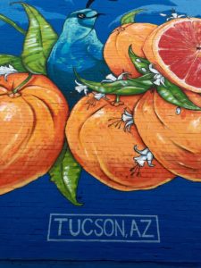 street art painting of oranges on Tucson wall