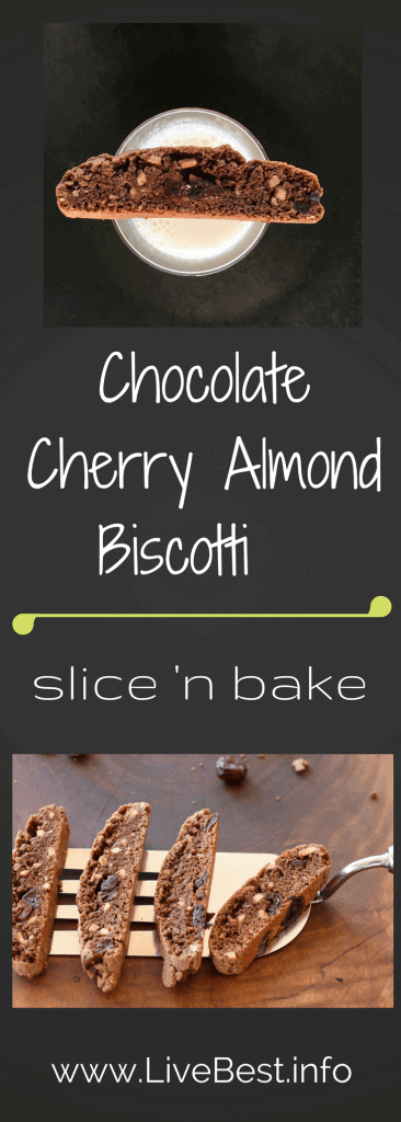 Chocolate Cherry Almond Biscotti | A slam dunk in milk, wine, coffee or tea. LOVE this cookie recipe ;-) www.LiveBest.info