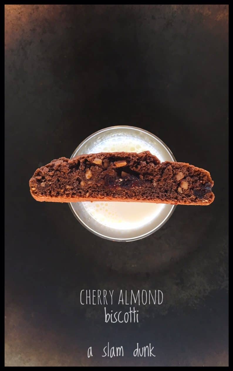 Chocolate Cherry Almond Biscotti | A slam dunk in milk, wine, or tea. LOVE this cookie ;-)