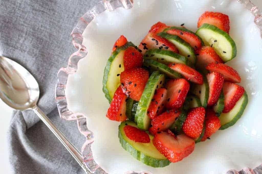 Strawberry Cucumber Salad in a bowl