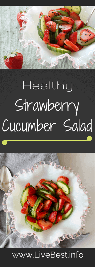 Strawberry Cucumber Salad | An easy, quick, refreshing salad recipe. A sprinkle of sesame seeds take this salad from simple to superb! www.LiveBest.info
