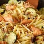 Salmon Zucchini Linguini | Canned salmon has all the health bennies for a super fast meal. www.LiveBest.info