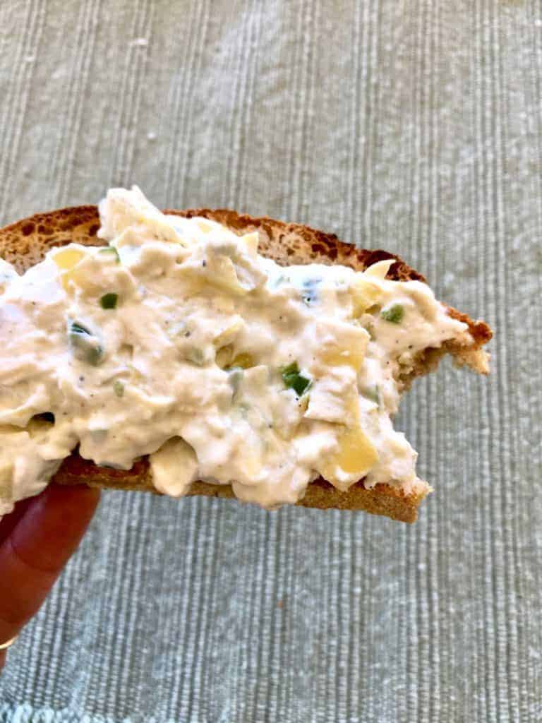 Artichoke Jalapeño Dip on toast