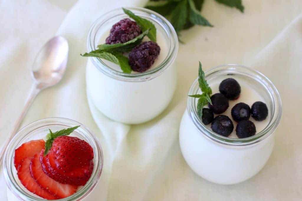 Panna Cotta with berries in small jars