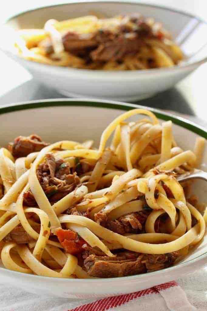 2 bowls of Short Rib Ragu with fettuccine