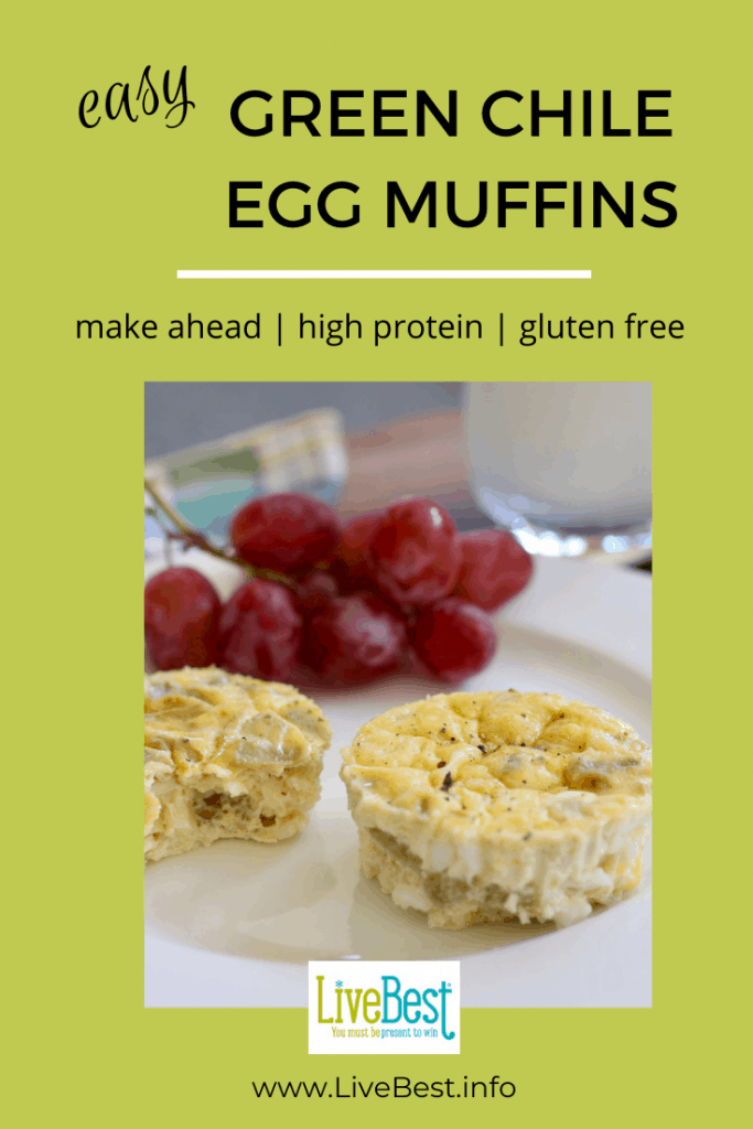2 green chile egg muffins with grapes