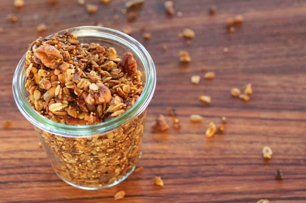 Jar of pumpkin spice seedy granola 