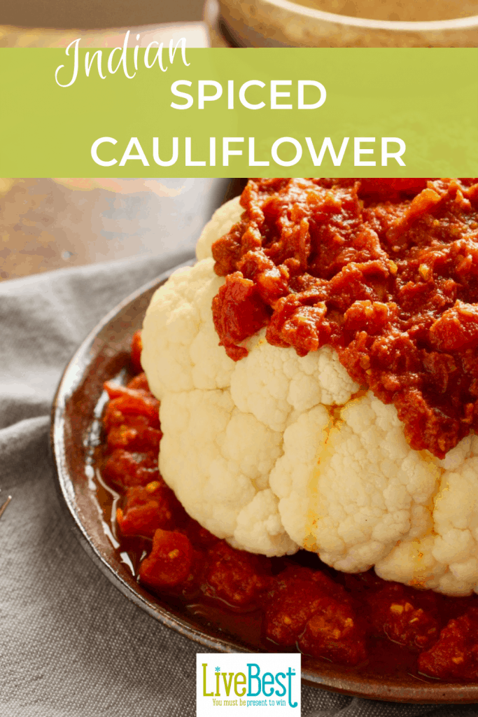 cauliflower topped with tomato sauce