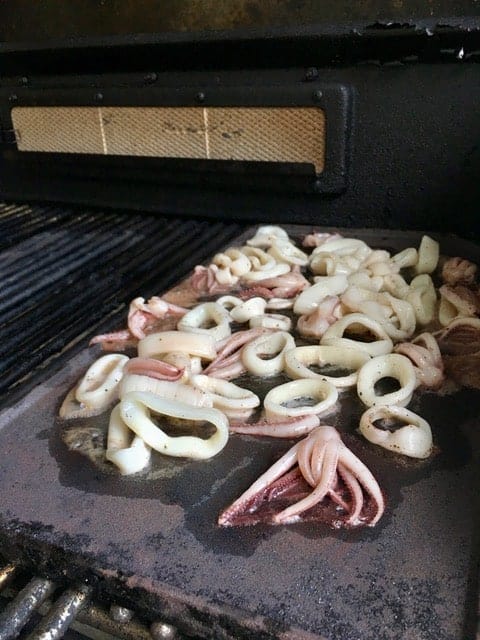 Cooking Squid on the grill