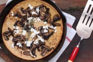 overhead photo image mushroom goat cheese dutch baby