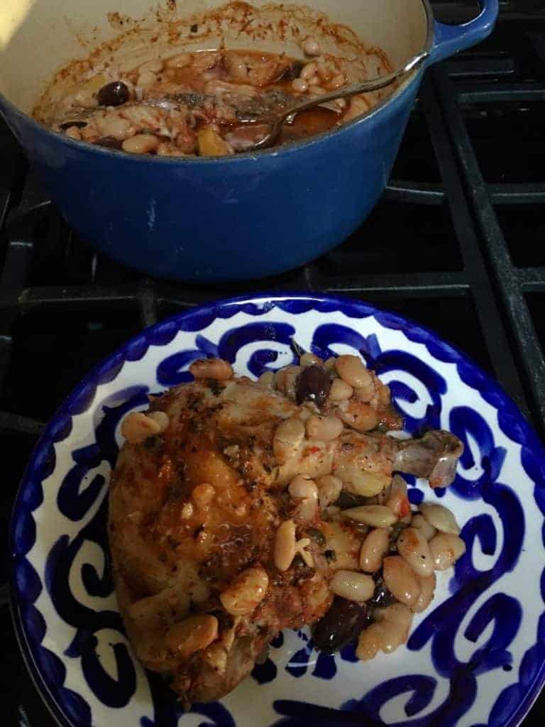 plate of baked greek chicken stew