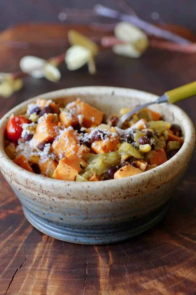 Mexican Power Bowl with cheese, corn, and beans