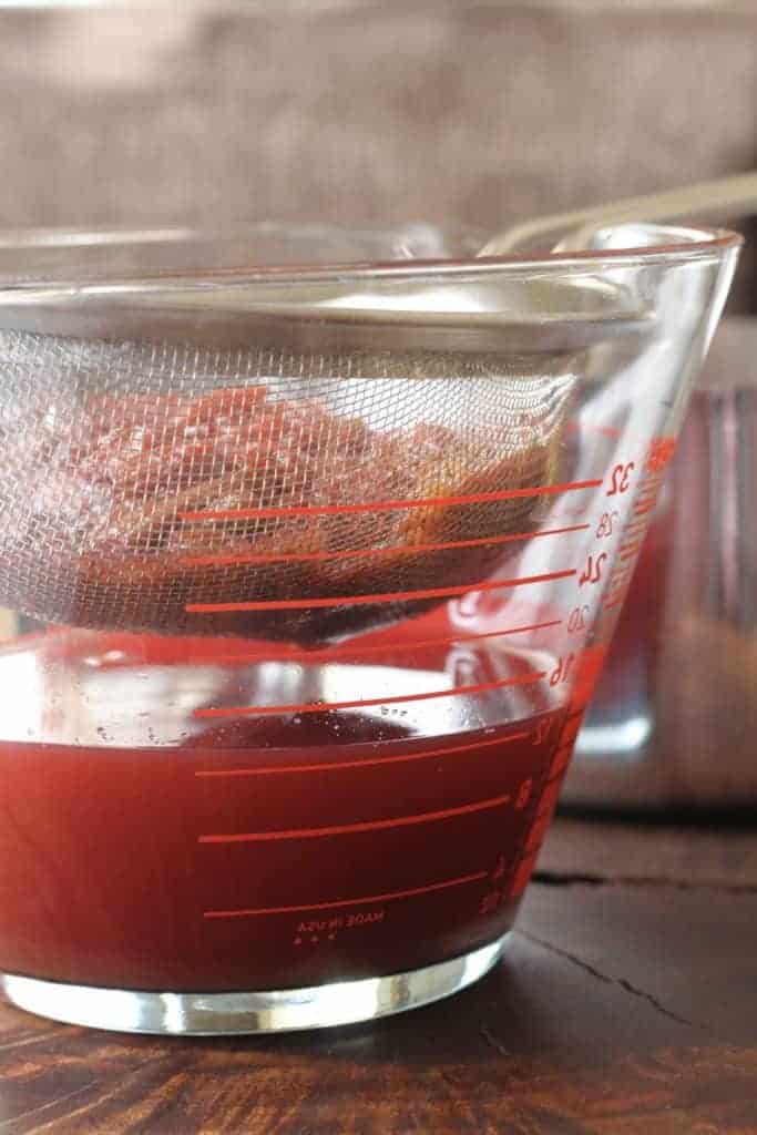 strained strawberry rhubarb syrup