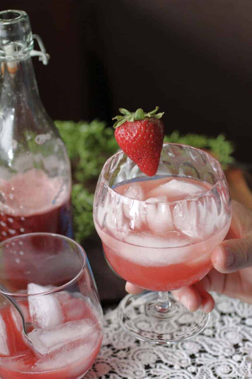 Strawberry Rhubarb mocktail glass