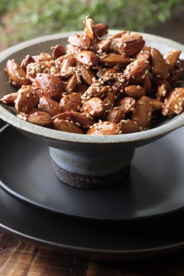 bowl with honey sesame almonds