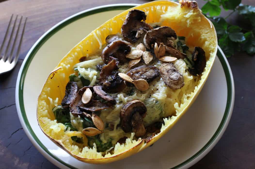 Spaghetti Squash with Mushrooms and Spinach LiveBest