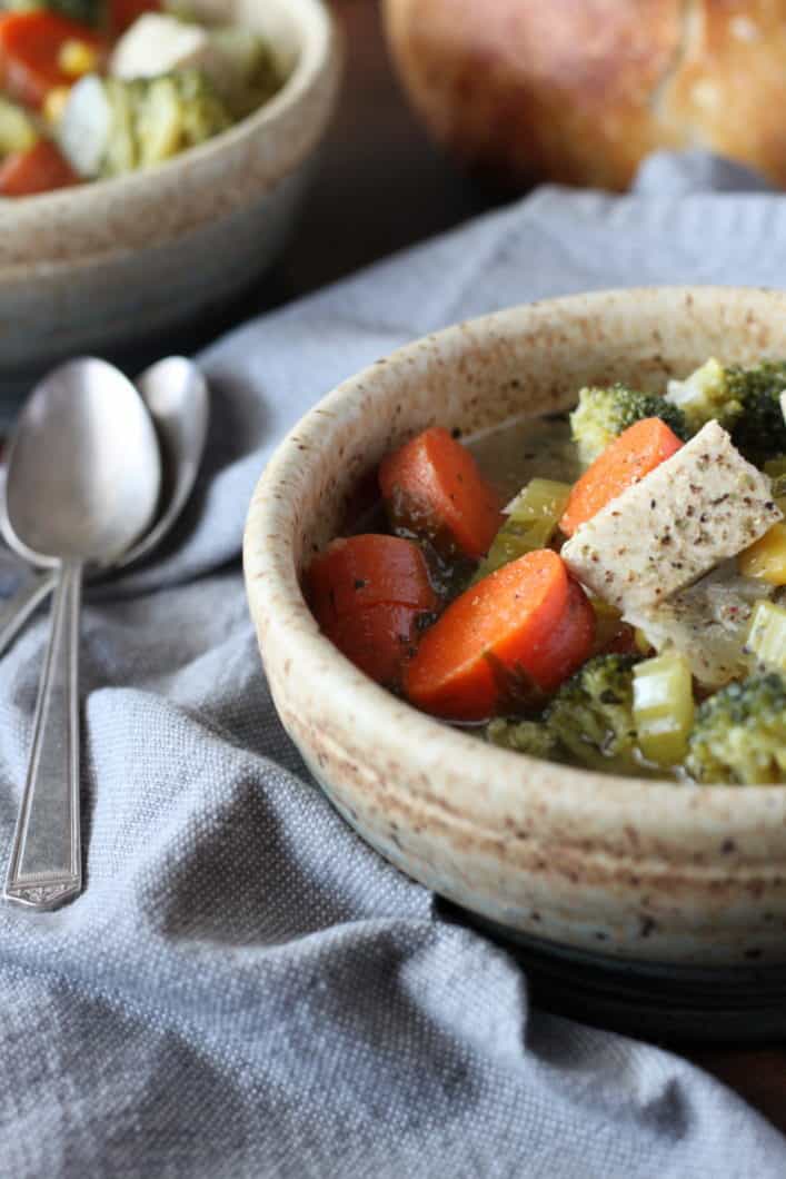 How to make Old-Fashioned Chicken Vegetable Soup with Frozen Corn and Broccoli