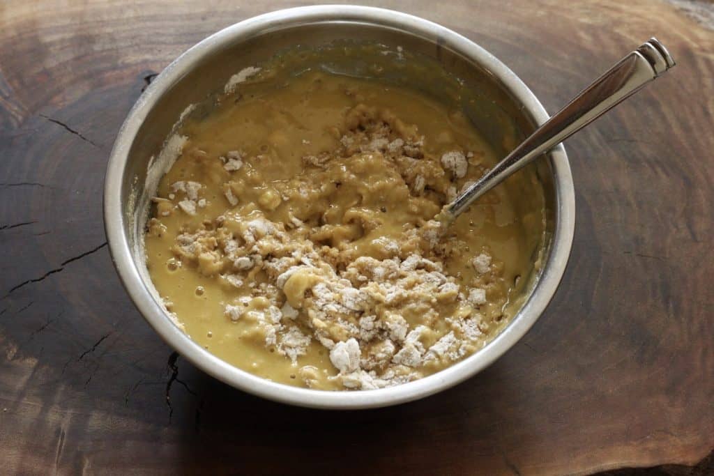 bowl of zucchini bread ingredients