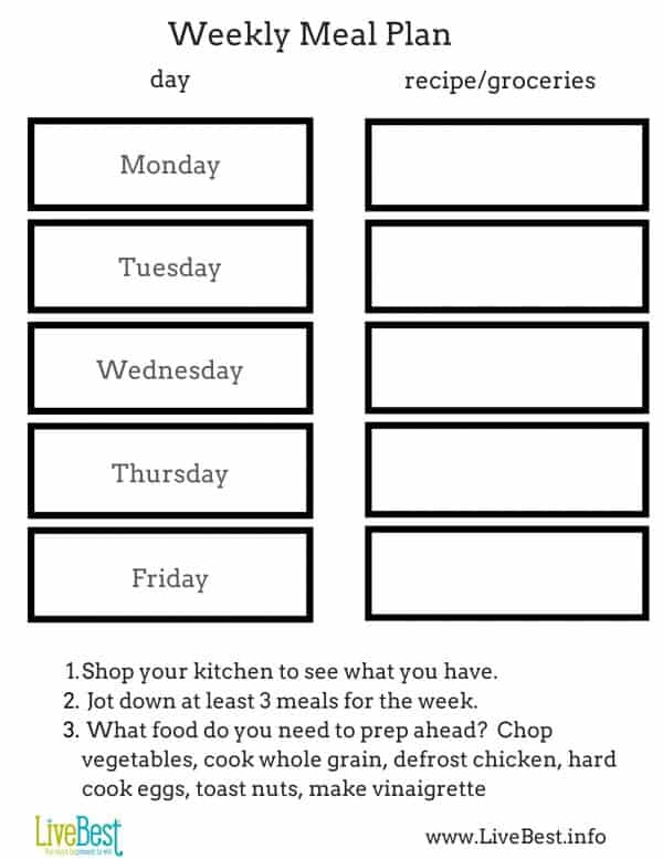 chart to help plan meals